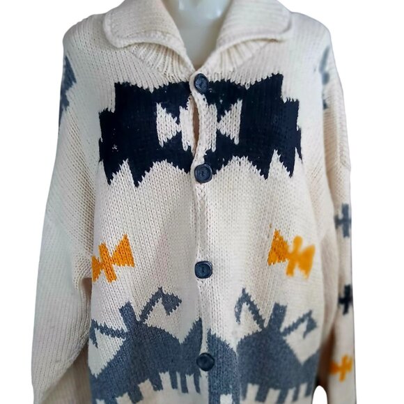 XL Vintage Women's Sweater Peru Wool Knit Cardigan Jacket Southwestern Coleccion - Picture 2 of 9